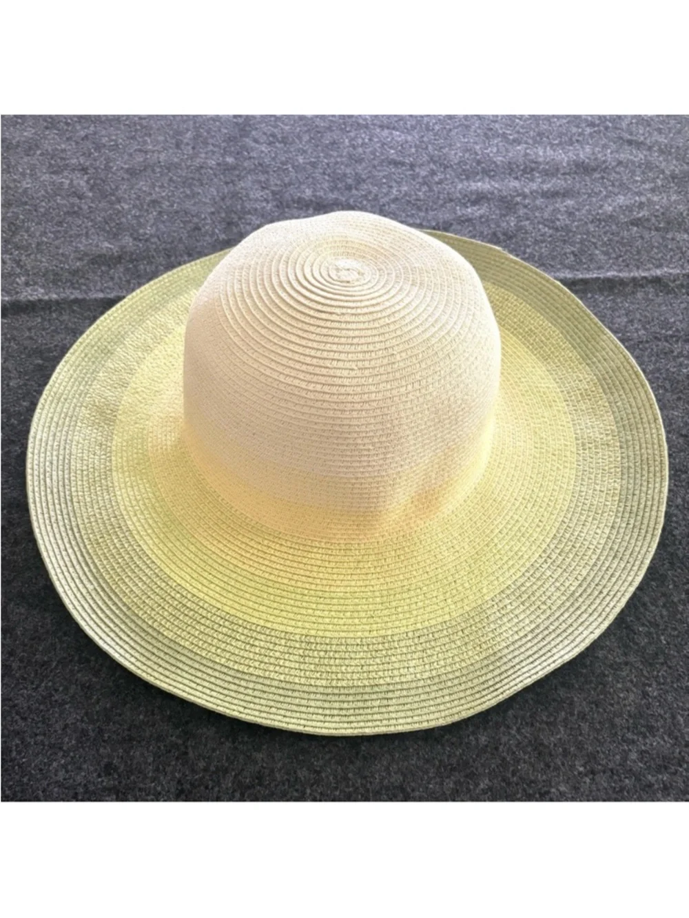 Sun Hat Wide Brim Ombré Stripes Green Cream Women’s 22.5”‎ circumference